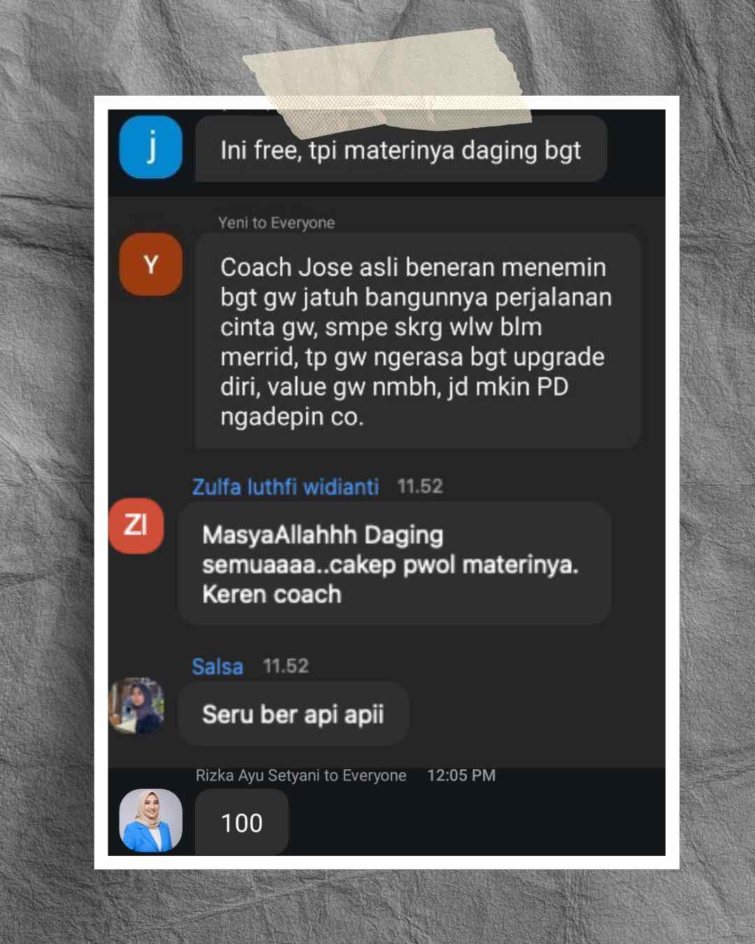 Tanggapan peserta tentang materi webinar dan rasa percaya diri dalam perjalanan romansa